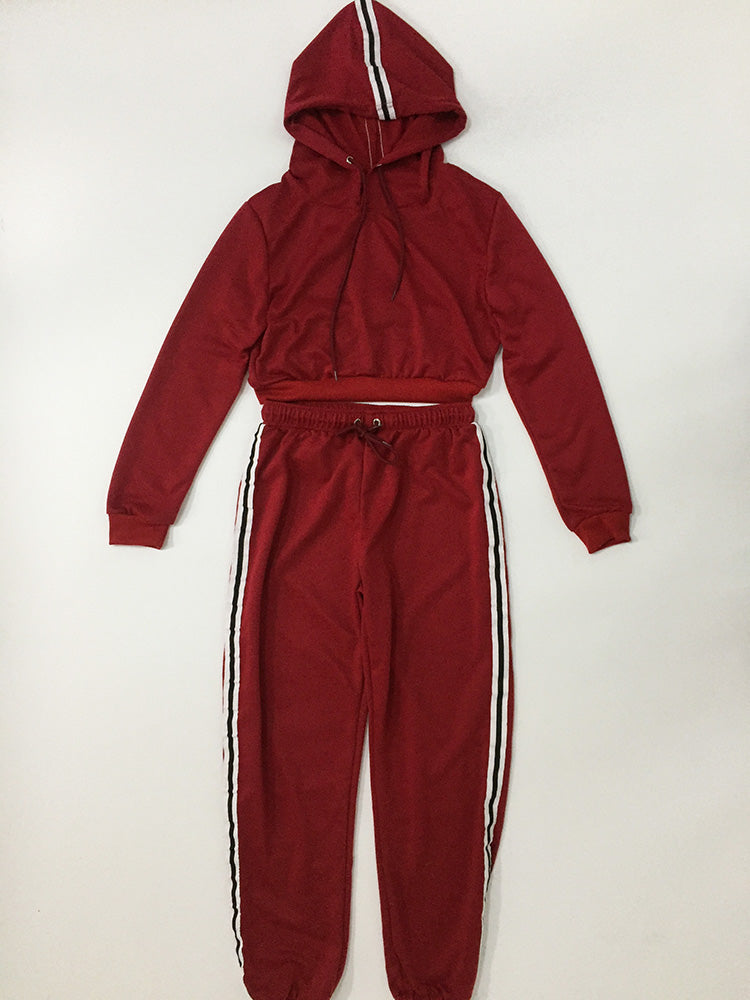 Custom Logo Cotton Sportswear Suit: Hooded Sweatshirt & Straight Pants Set Custom Logo Cotton Sportswear Suit: Hooded Sweatshirt & Straight Pants Set